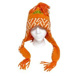 Disneyland Resort Goofy Orange Fleece Yarn Mohawk Fringe Ear Flap Beanie